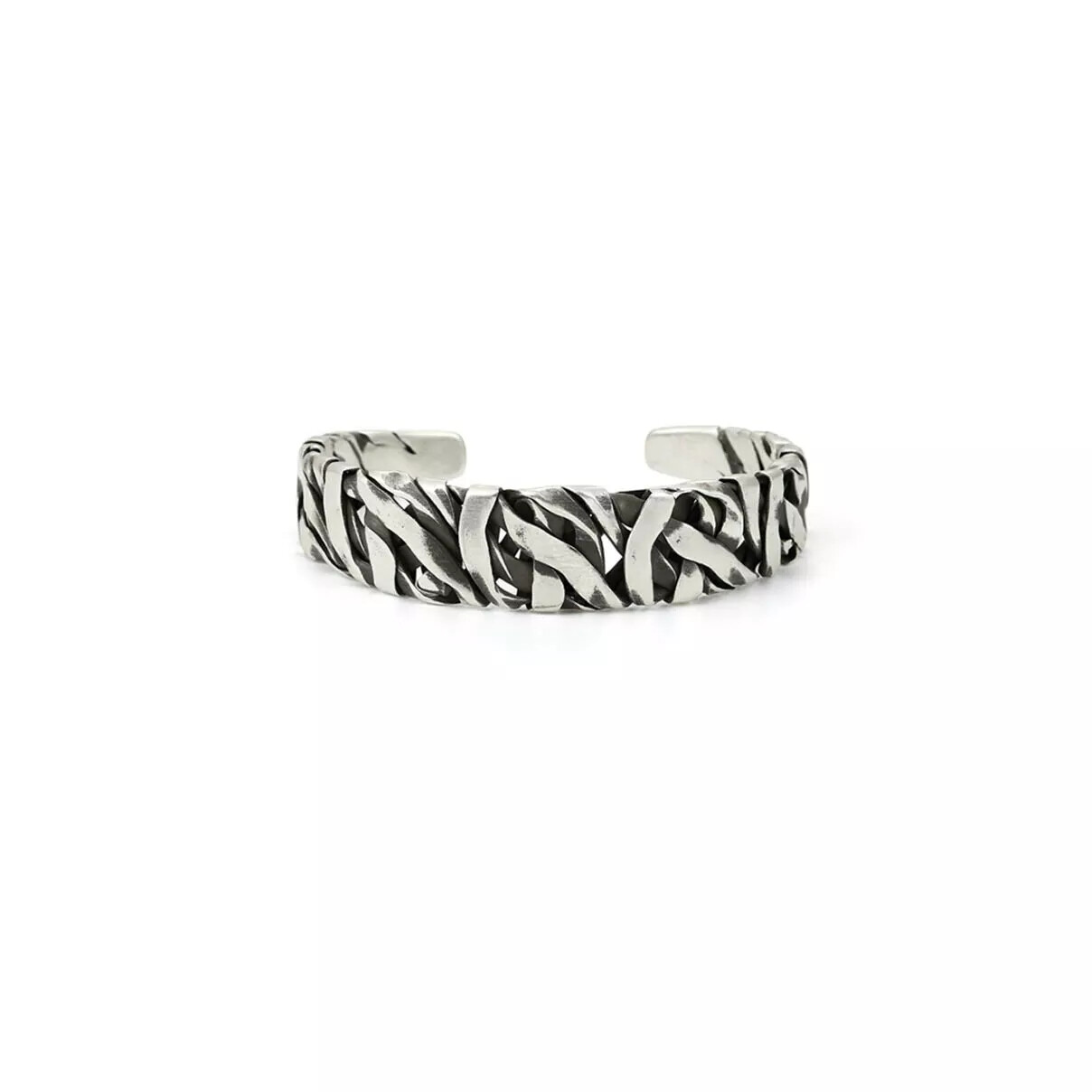 Men Bracelet Sterling Silver Retro Twisted Open Wide Bangle Cuff Bracelet USA