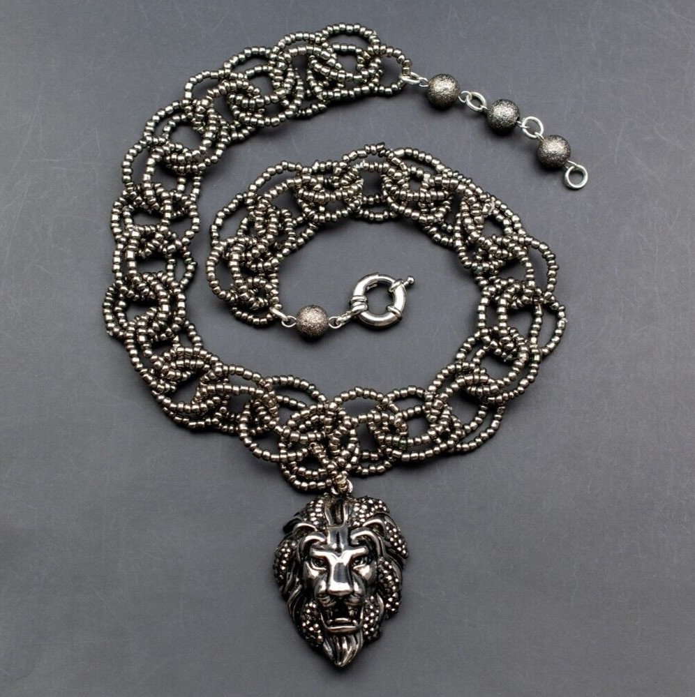 Lion head necklace large, extravagant eye catching necklace
