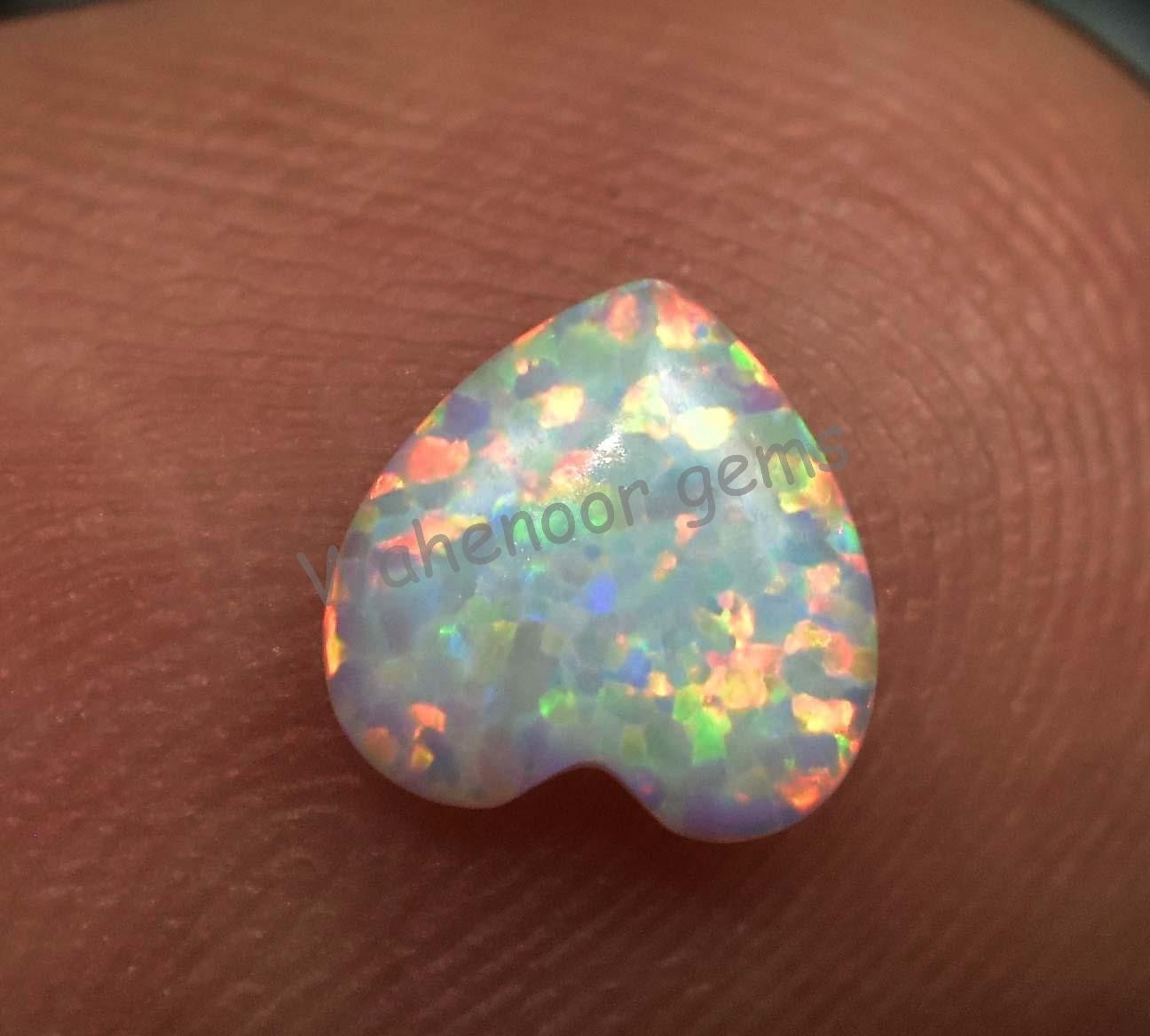 50 Pcs Natural White Fire Opal Heart Play Of Color 6.00 MM Certified Gemstone