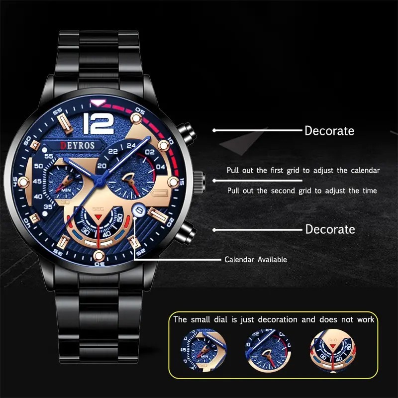 Mens Fashion Watch Quartz Wrist Watch Casual Business Luxury Accessories