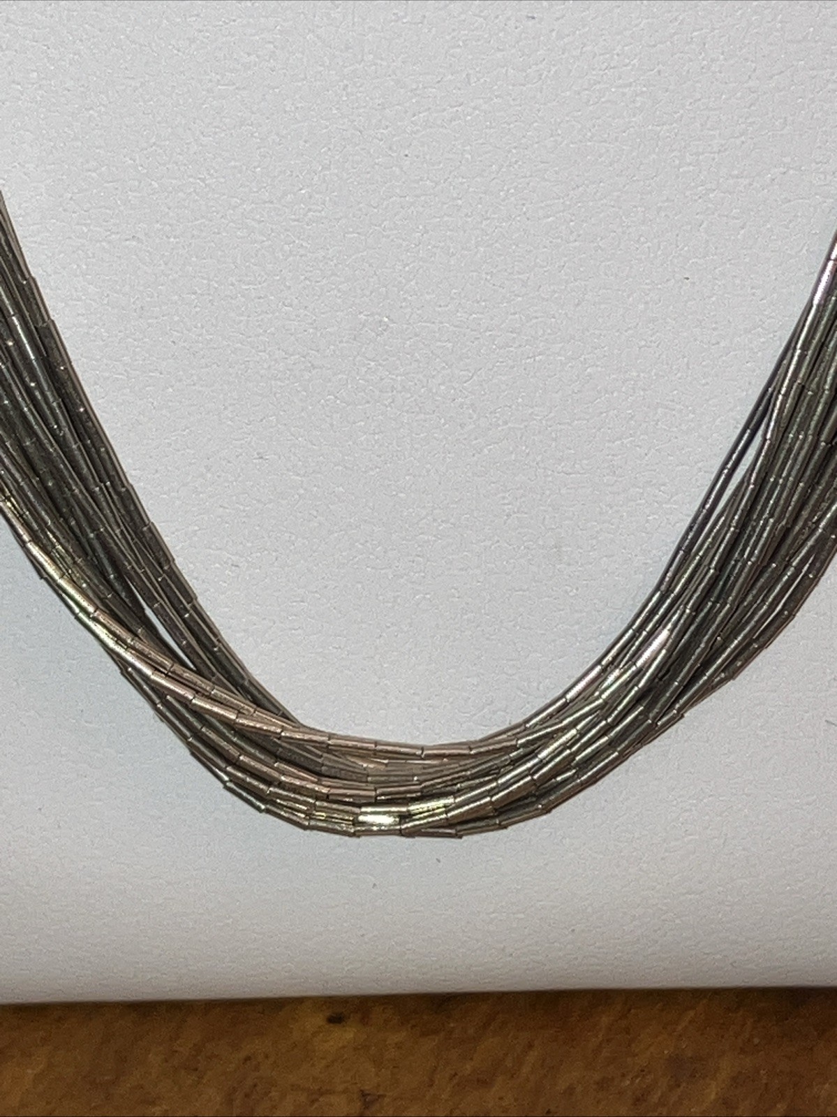 Liquid Sterling Silver 20 Strand 30” Curved Cones Cap Hook & Eye Clasp 31 Grams