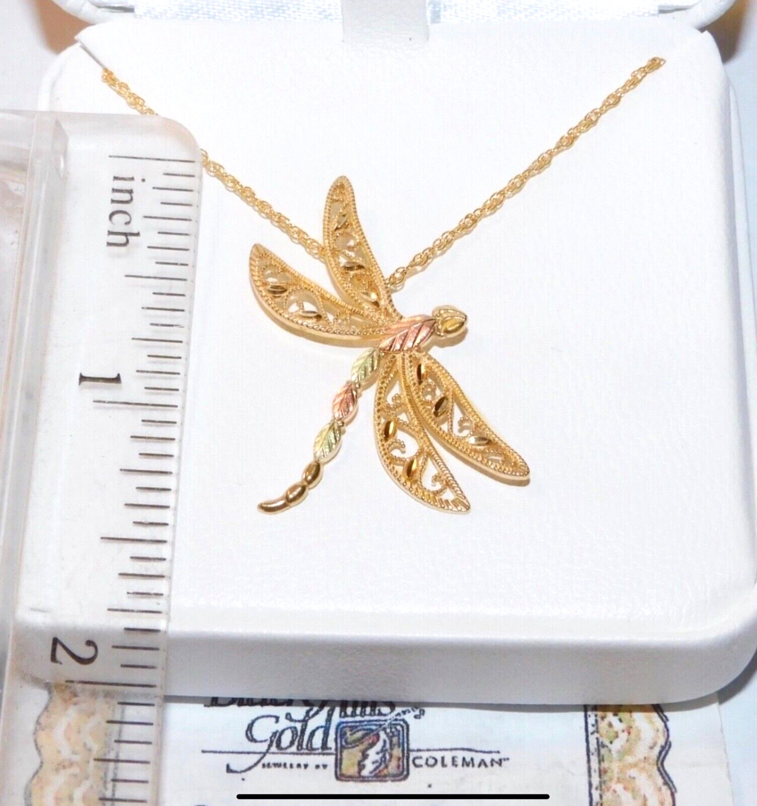 Black Hills Gold 10k 12k Dragonfly Large Version Pendant Necklace