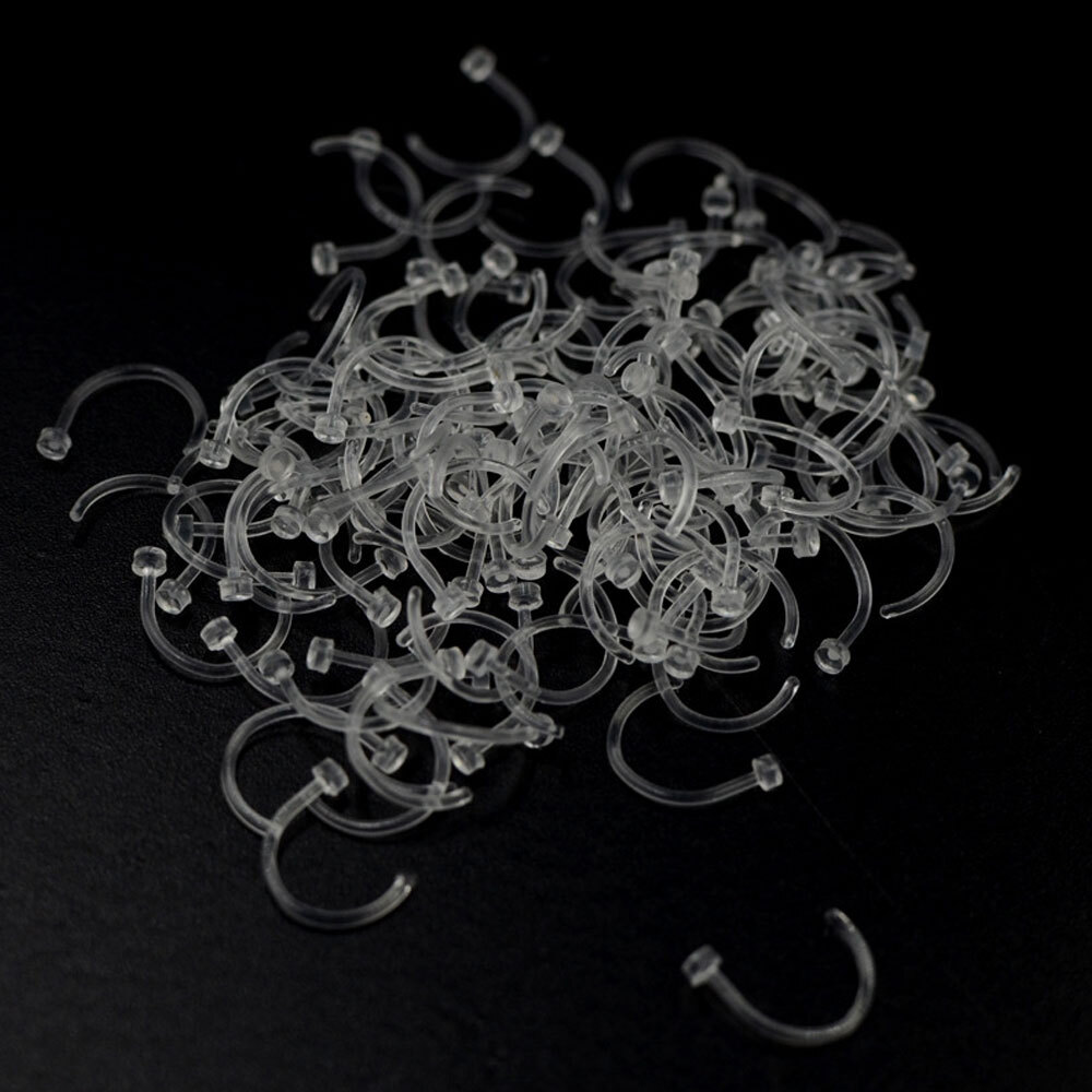 Invisible Clear Nose Stud. See Through Nose Studs Transparent Plastic Piercing,