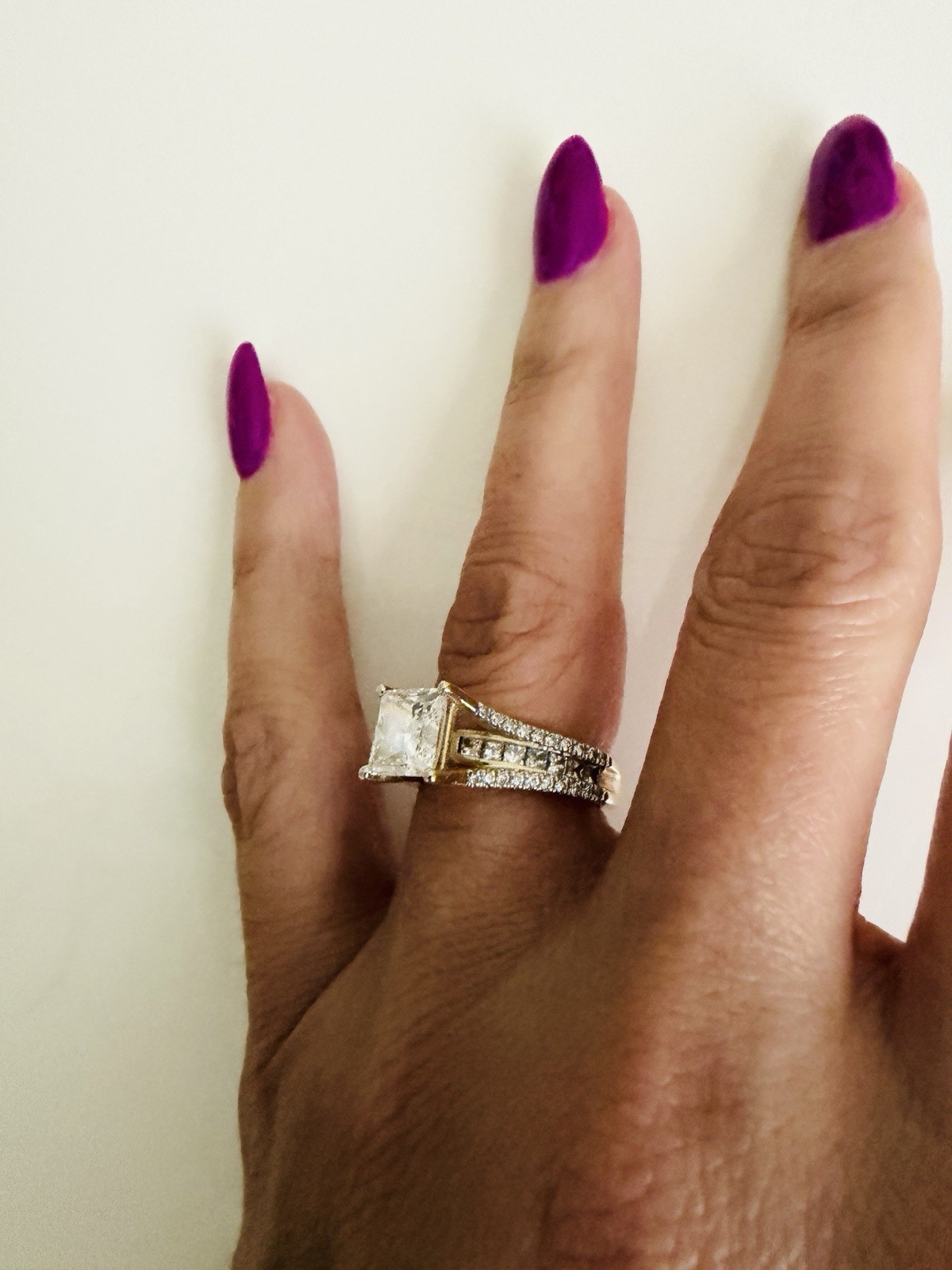 2.02ct Lab Grown Princess Diamond Ring 14K Yellow Gold E/VVS2 IGI 7
