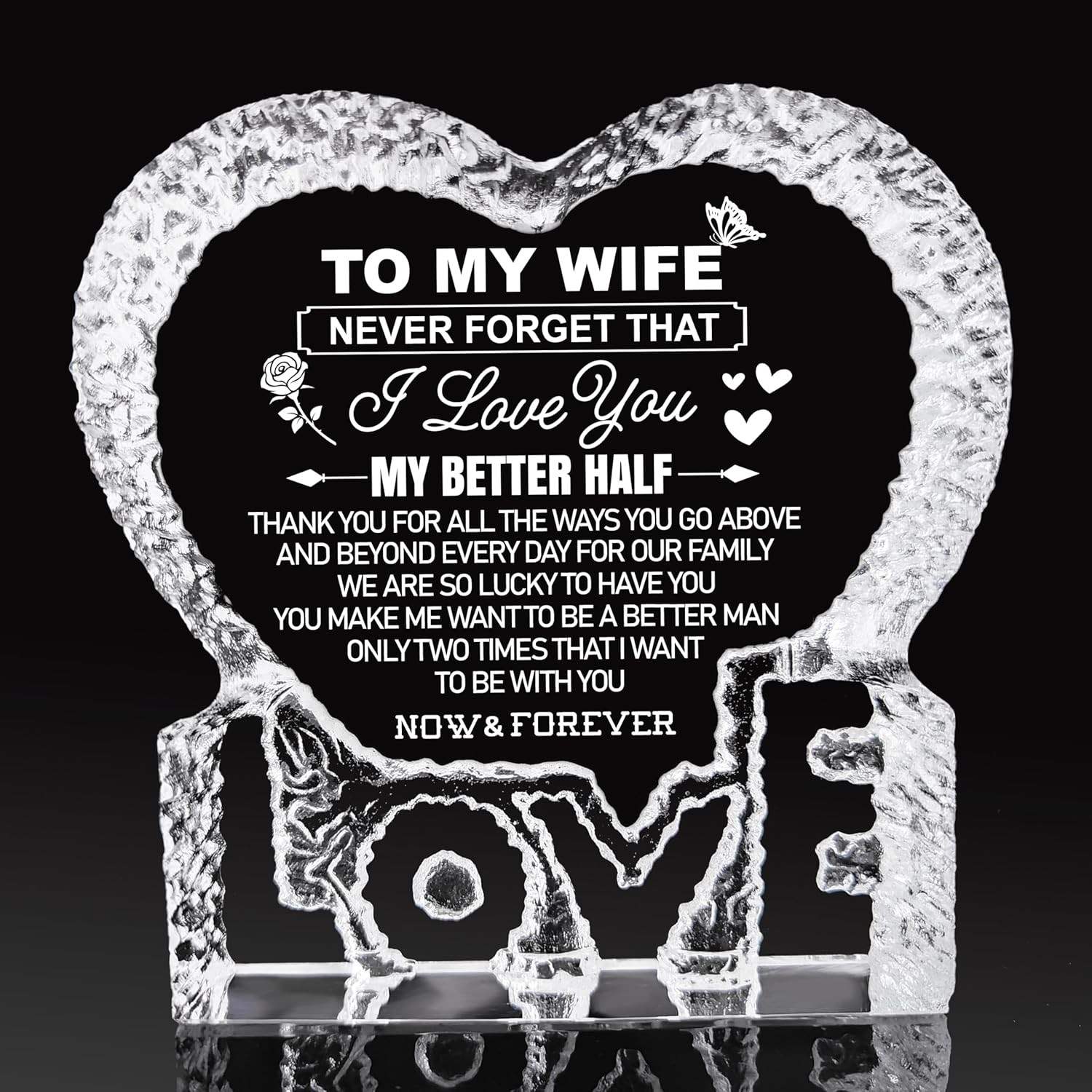 Mothers Day Crystal Gifts for Wife from Husband, Birthday Wife Gift K9 Crystal K