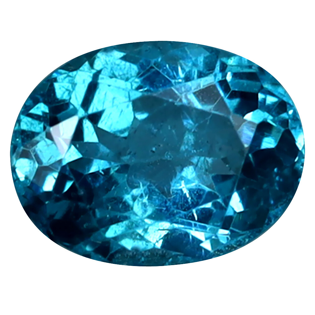 1.00 ct Very good Oval Cut (7 x 6 mm) Brazil Paraiba Blue Apatite Gemstone
