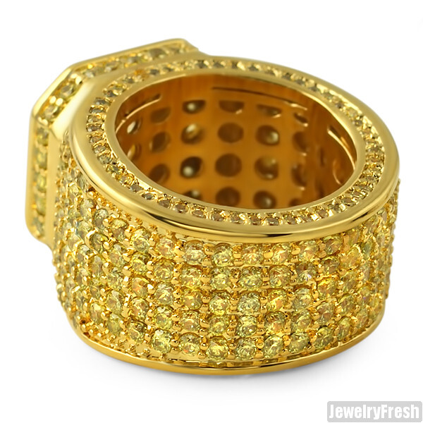 JewelryFresh 12.5 CTW Lab Made Canary Yellow Mens Gold Ring