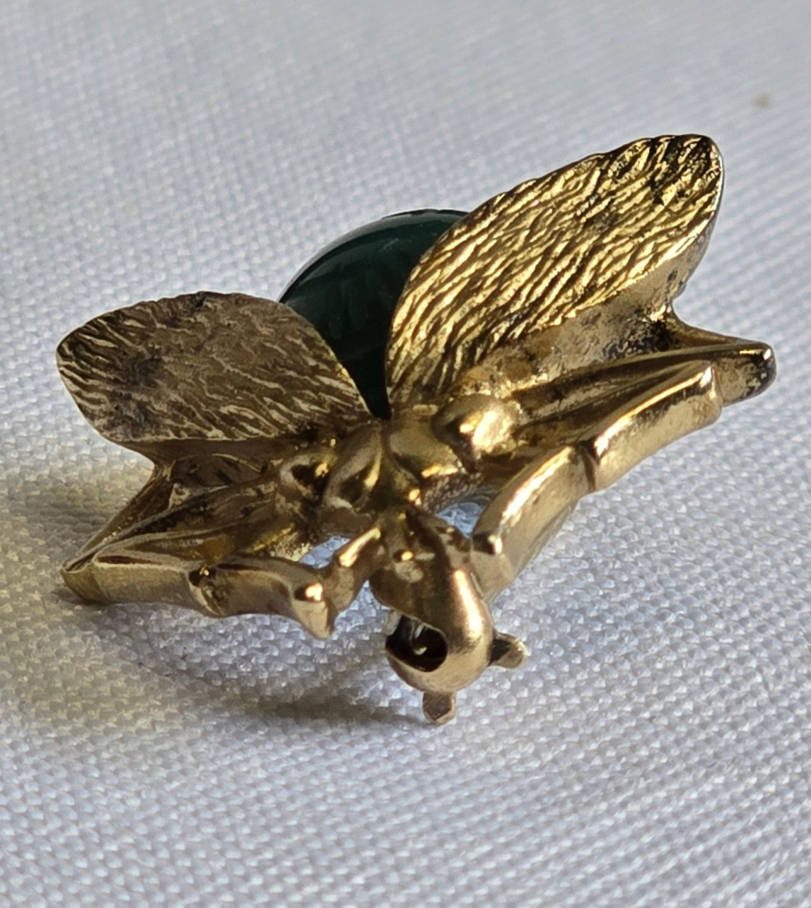 Vtg Sterling Silver Gold Vermeil Brooch 7.69g Fine Jewelry Jade Look Pin *READ*