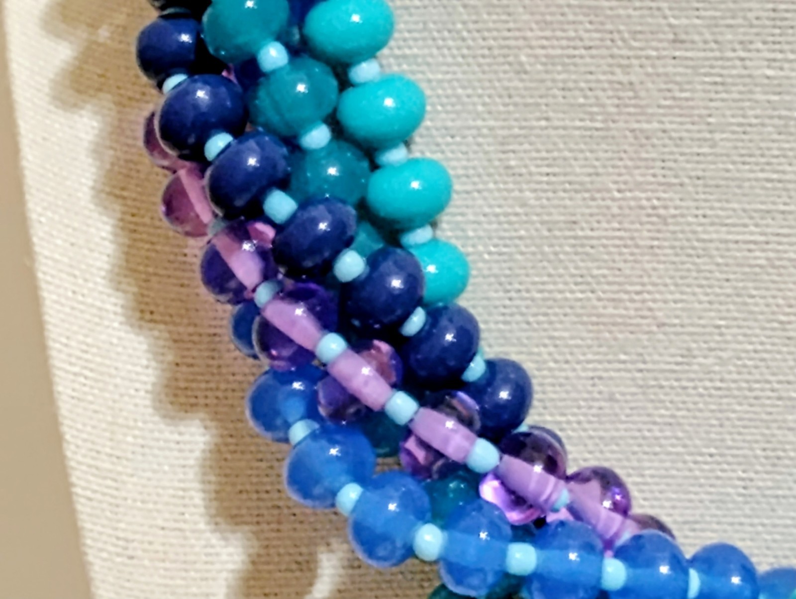 Dana Buchman Multistrand Beaded Statement Necklace Twisted Chunky Purple Teal