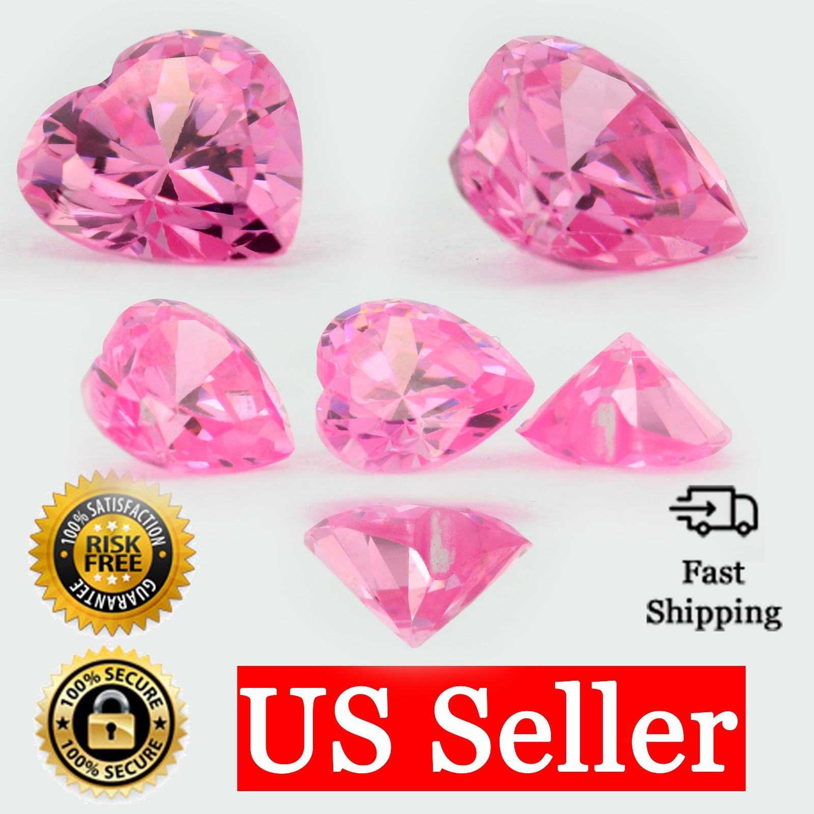 Loose Heart Shape Cut Pink Sapphire CZ Stone Single Cubic Zirconia Birthstone
