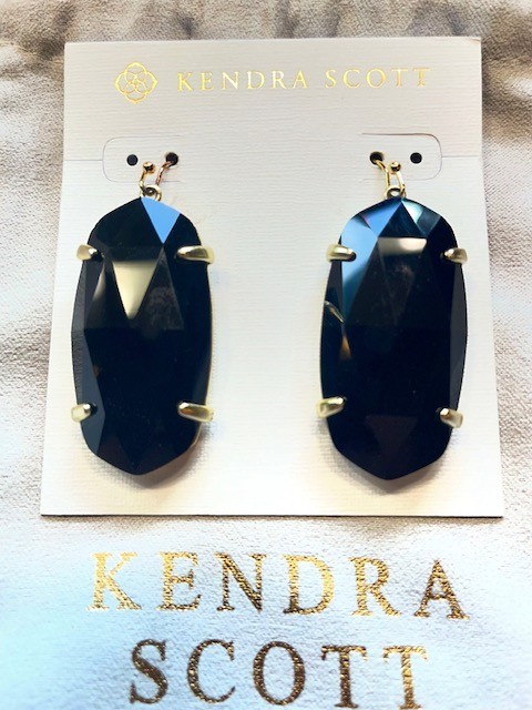 NEW Never Worn, Kendra Scott Esme Black Gold Tone Earrings with Dustbag