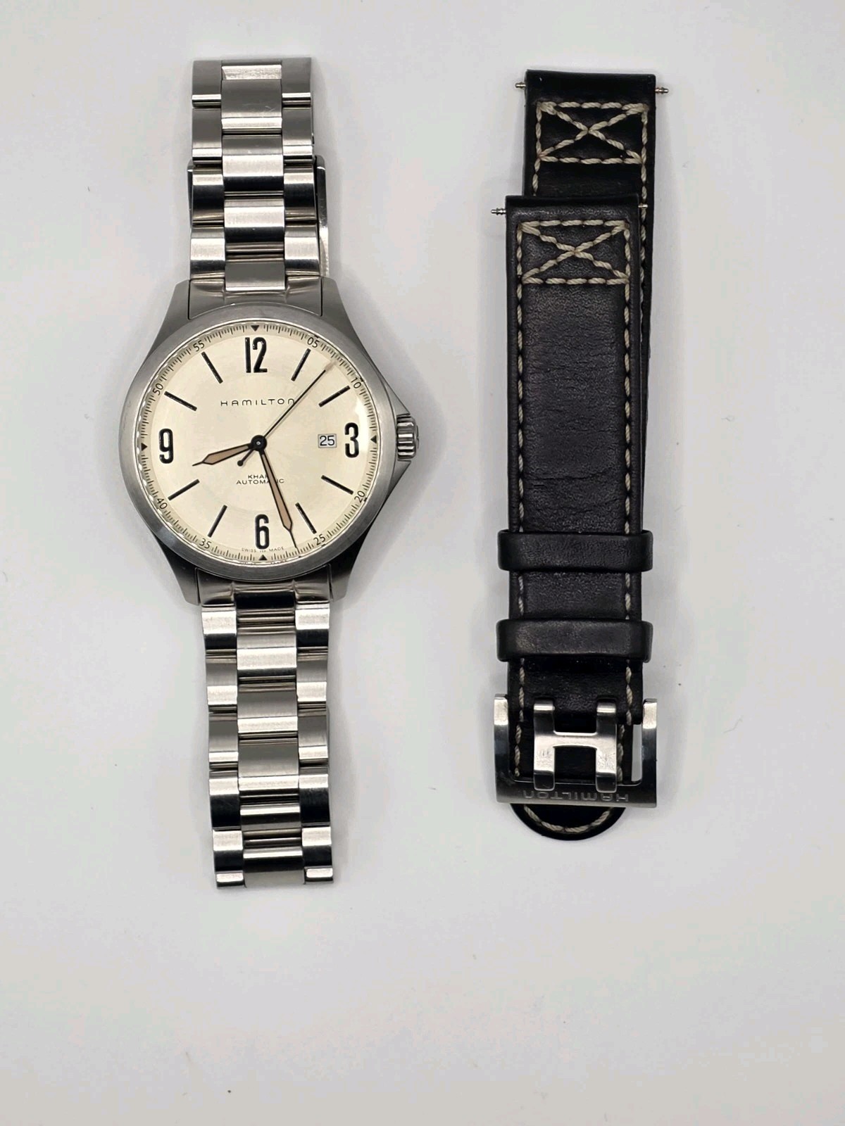 Hamilton Khaki Aviation Beige Men’s Watch, Stainless Steel Band And Leather
