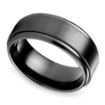 Men’s 8mm Black Stepped Titanium Matte/Polished Wedding Band Ring