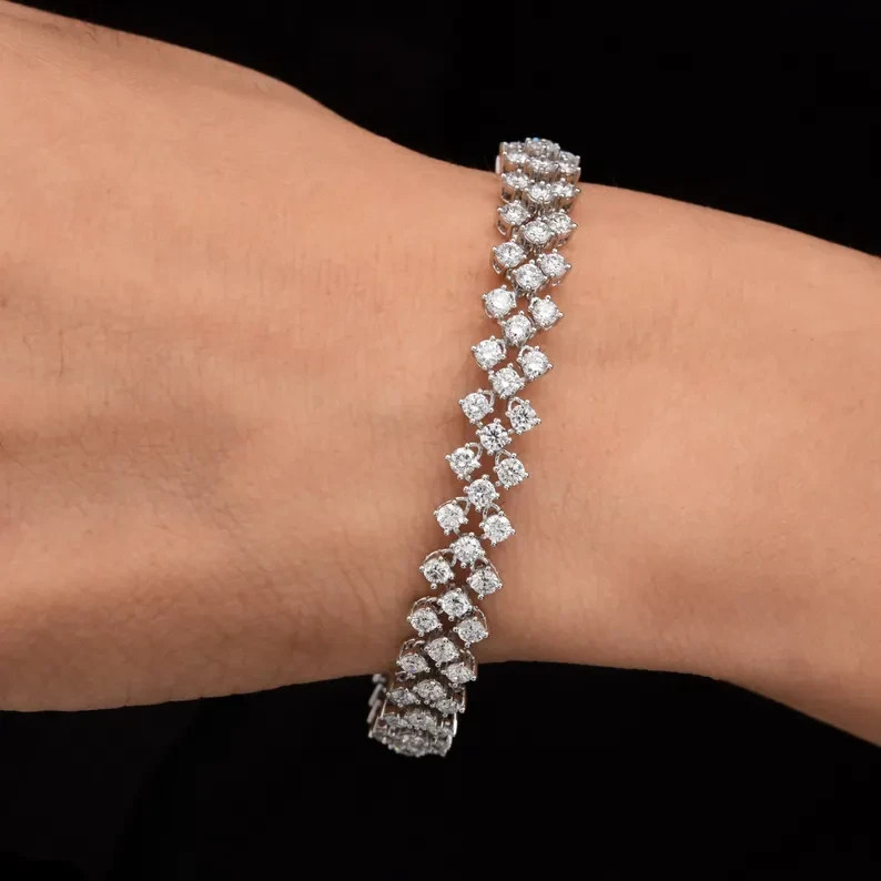 9.00 Ctw Round Lab Created Wedding Tennis Bracelet 14K White Gold Plated