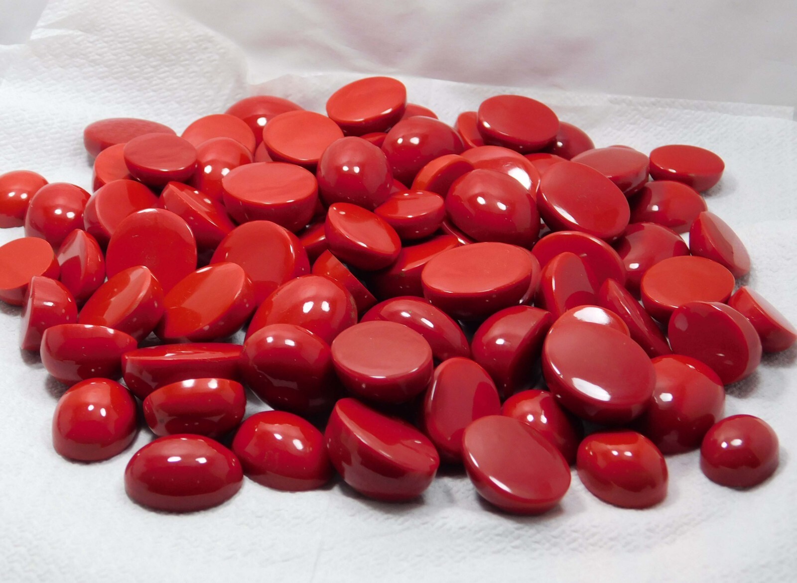 Natural Italian Red Coral 250 Ct Oval Cabochon Cut Loose Gemstone Lot