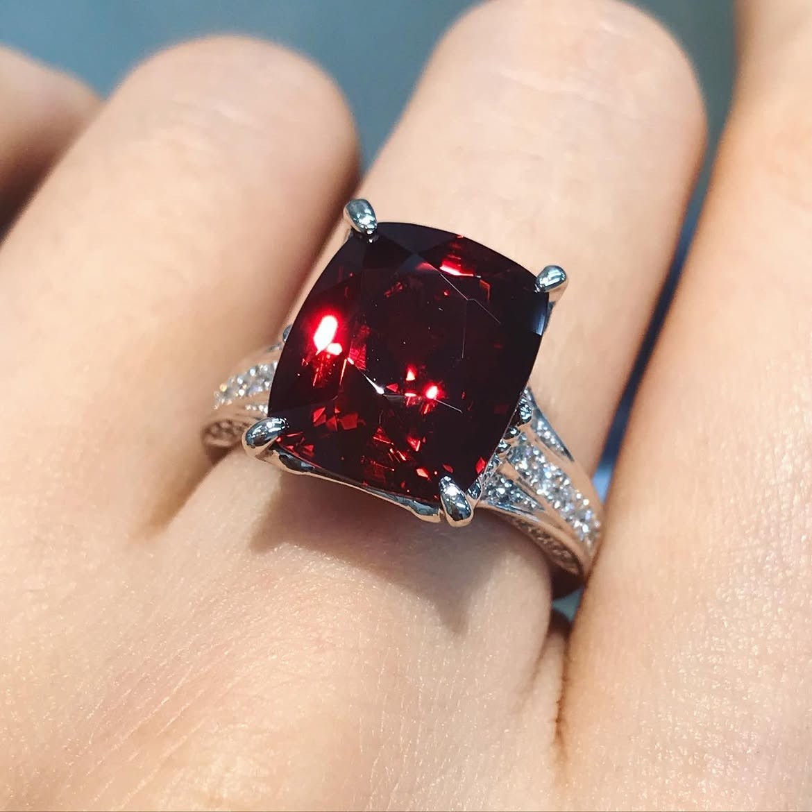 5.80 Ct Natural Ruby & Diamond Engagement Ring Solid 14K White Gold All Size