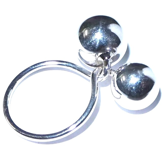 NEW 12mm/8mm SOLID 925 Sterling Silver Duo Twist Sphere BALLS ring 5.36g Sz 7.5