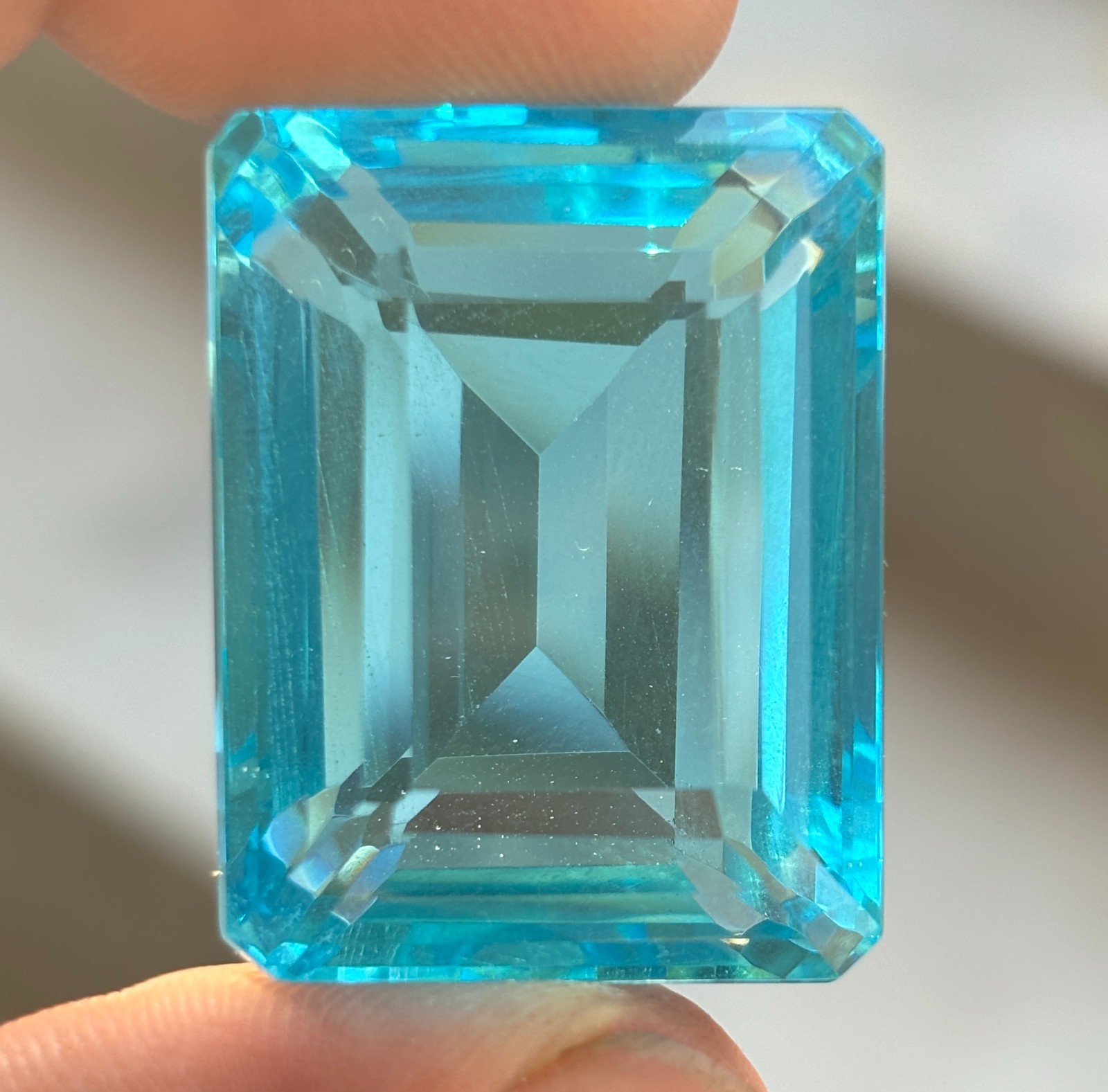Certified 105 Ct Natural Emerald Cut Sky Blue Aquamarine Loose Gemstone BEST