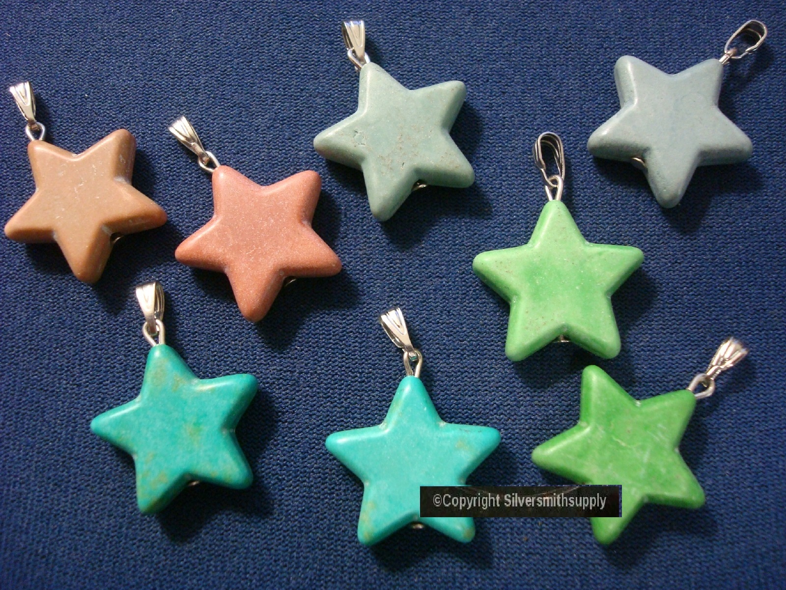 8 Star pendants mixed materials 30x20x5mm bail pendants charms 1 3/16 in cp021