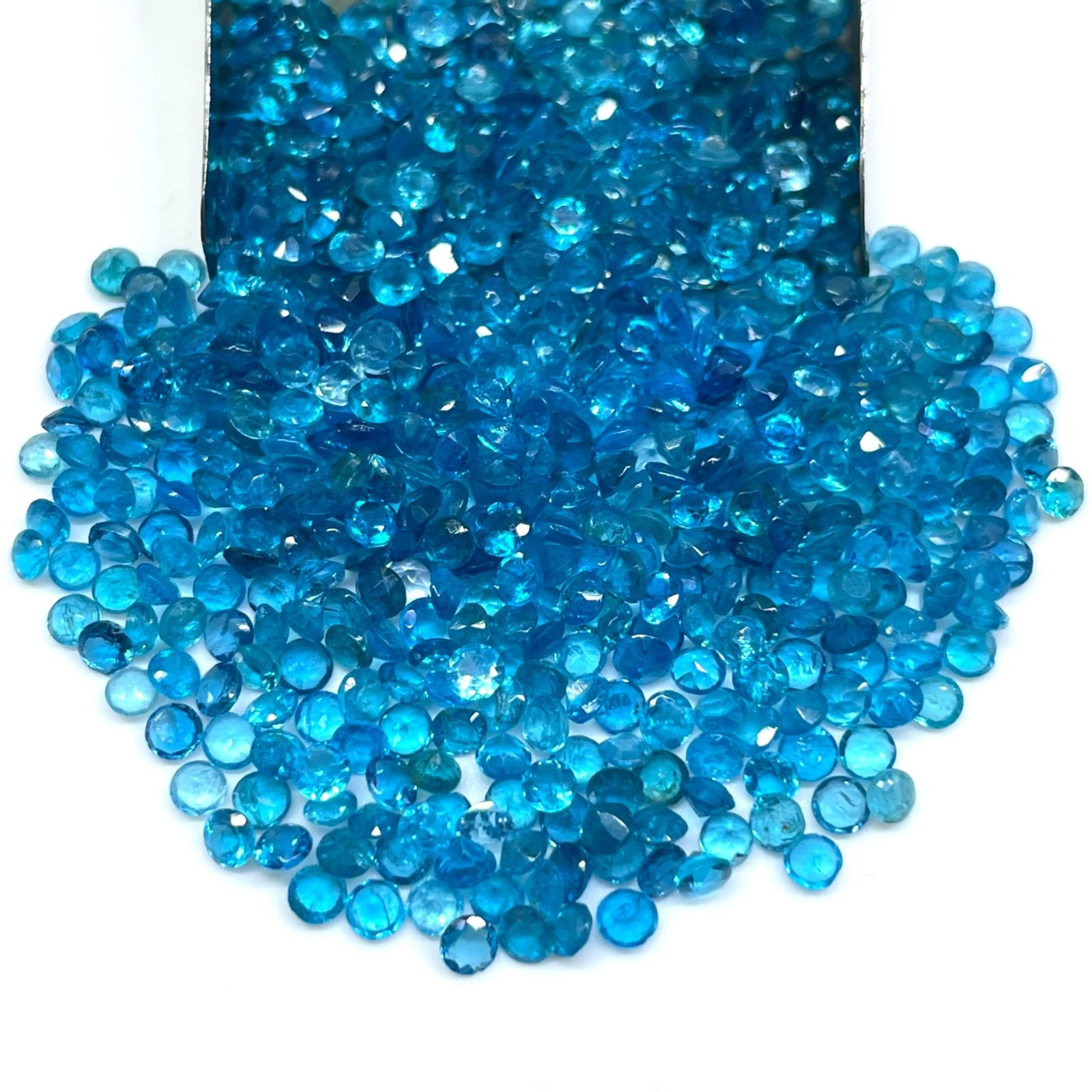 100 Pcs Natural Neon Apatite 2.5mm Round Cut Loose Untreated Gemstones Lot