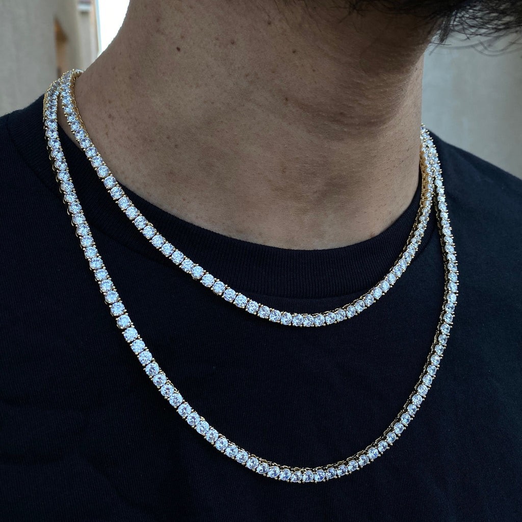 28 Carat Round Genuine Men Lab Grown Diamond Tennis Necklace 14k 18” Inches