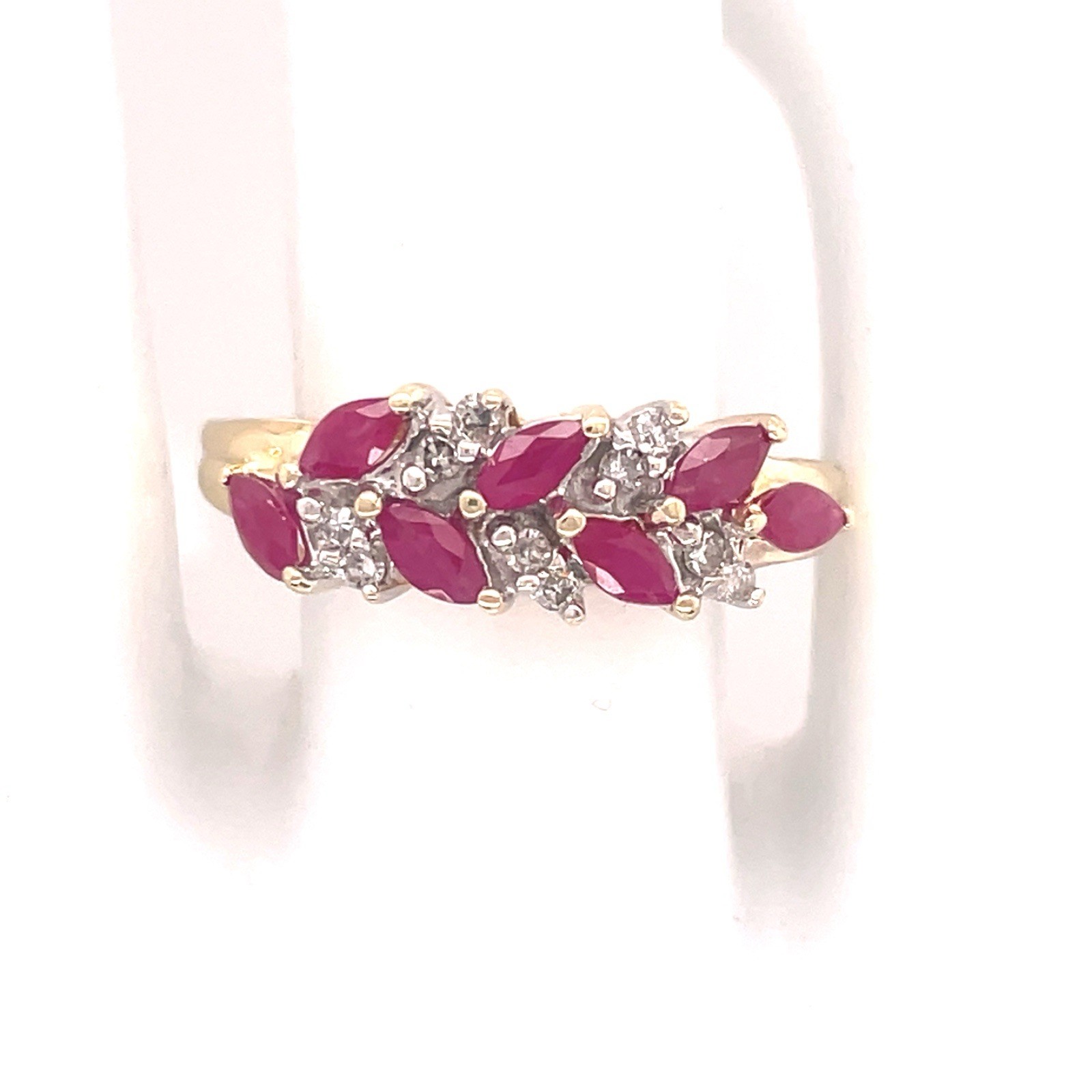 14k Yellow Gold .90 Ct Marquise Ruby & Diamond Accent Ring Size 7-1/8 – 2.7 Gr.