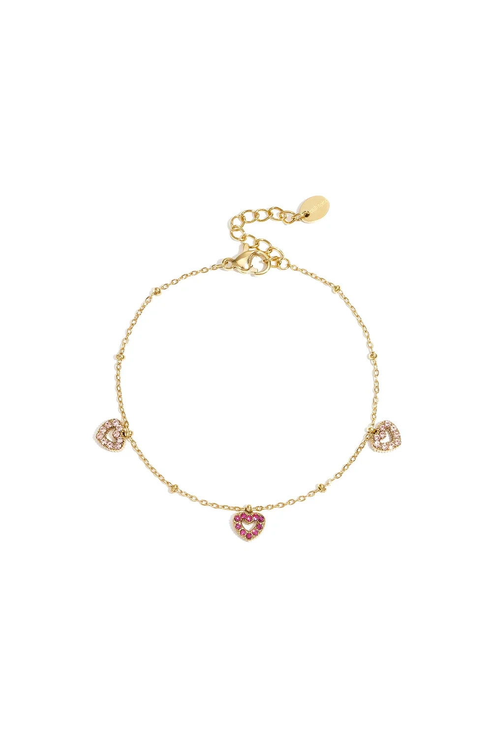 Stainless Steel Pink Heart Gemstone Bracelet Romantic Coquette Aesthetic Gift