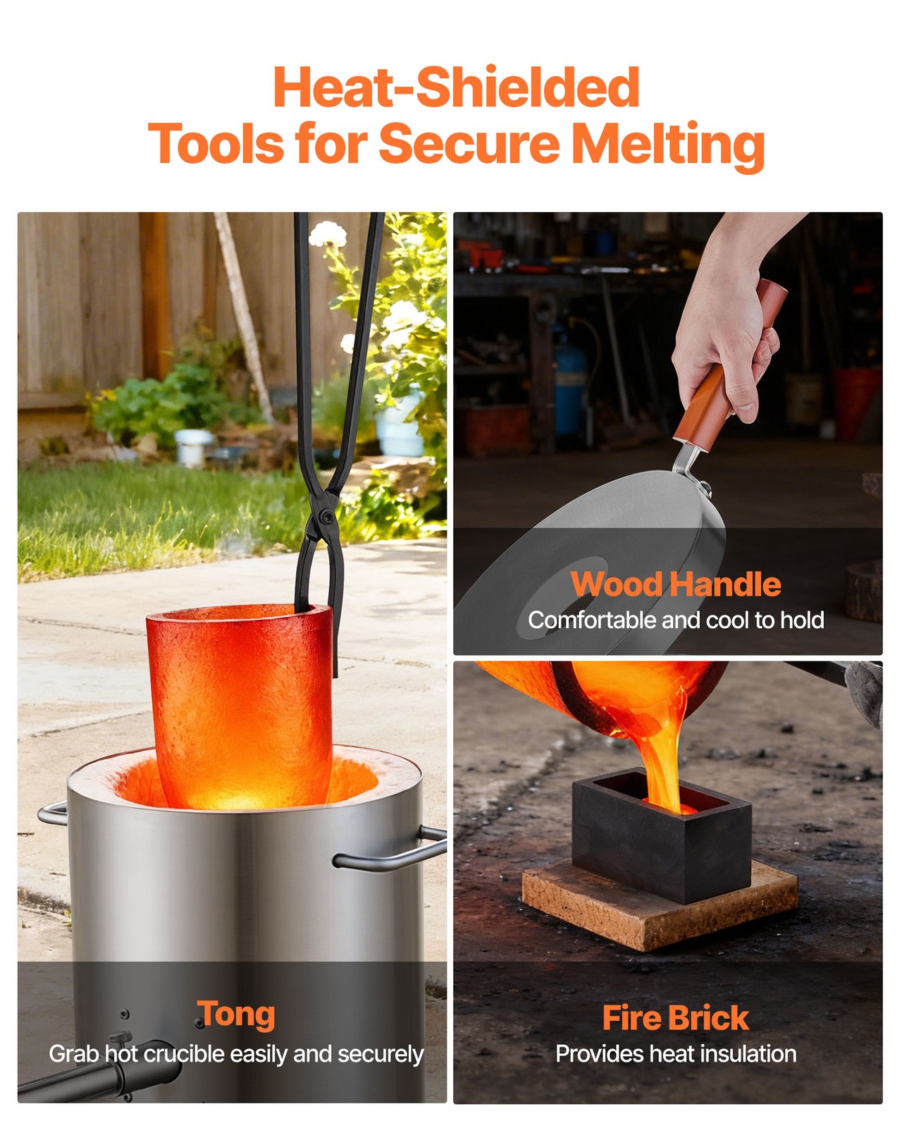 VEVOR Propane Melting Furnace Kit 8KG/18lbs with Crucible Tongs Metal Smelting
