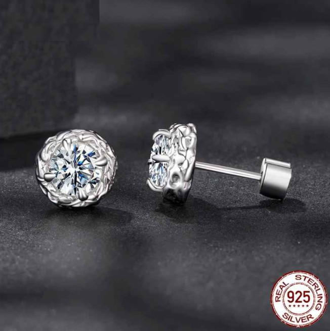A House Of Jewelry D VVS1 Moissanite Crystal Sugar Stud Earrings 925 Silver GRA