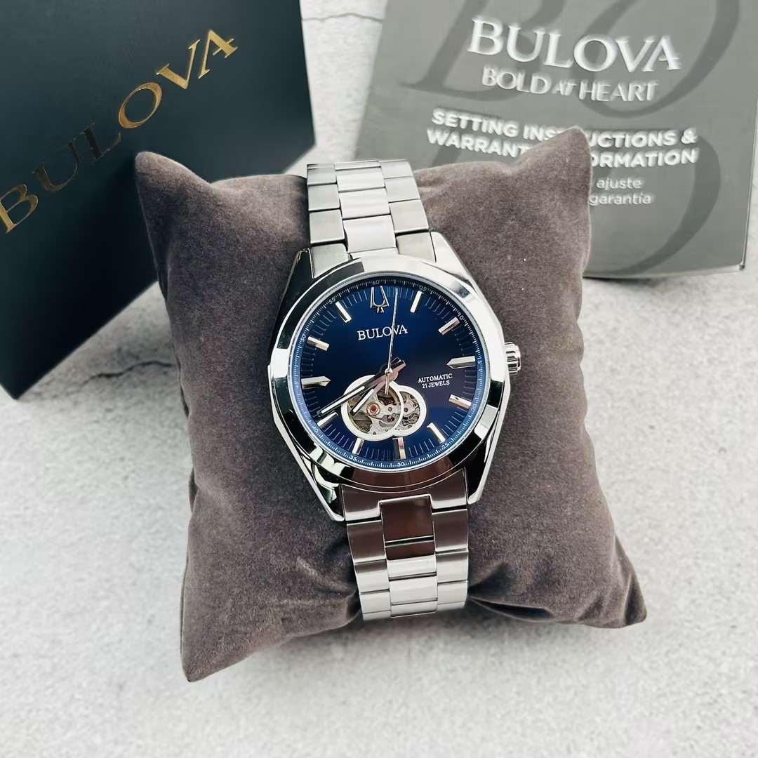 Bulova 96A275 Surveyor Men’s Blue Dial Stainless Steel Strap Automatic Watch