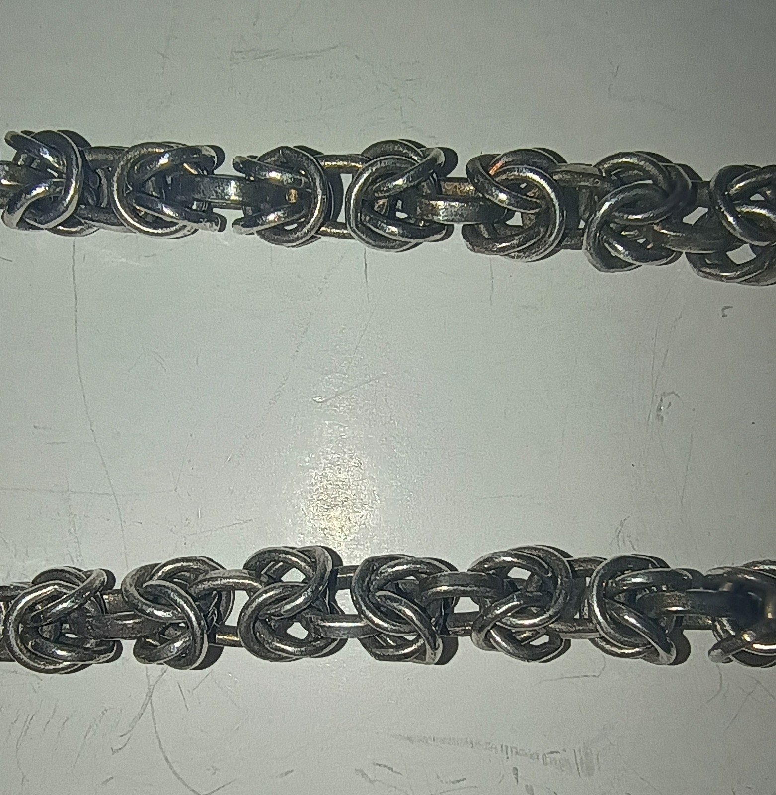 Sterling Silver .925 Byzantine Link Chain Necklace 18inch Approximately 46 Grams