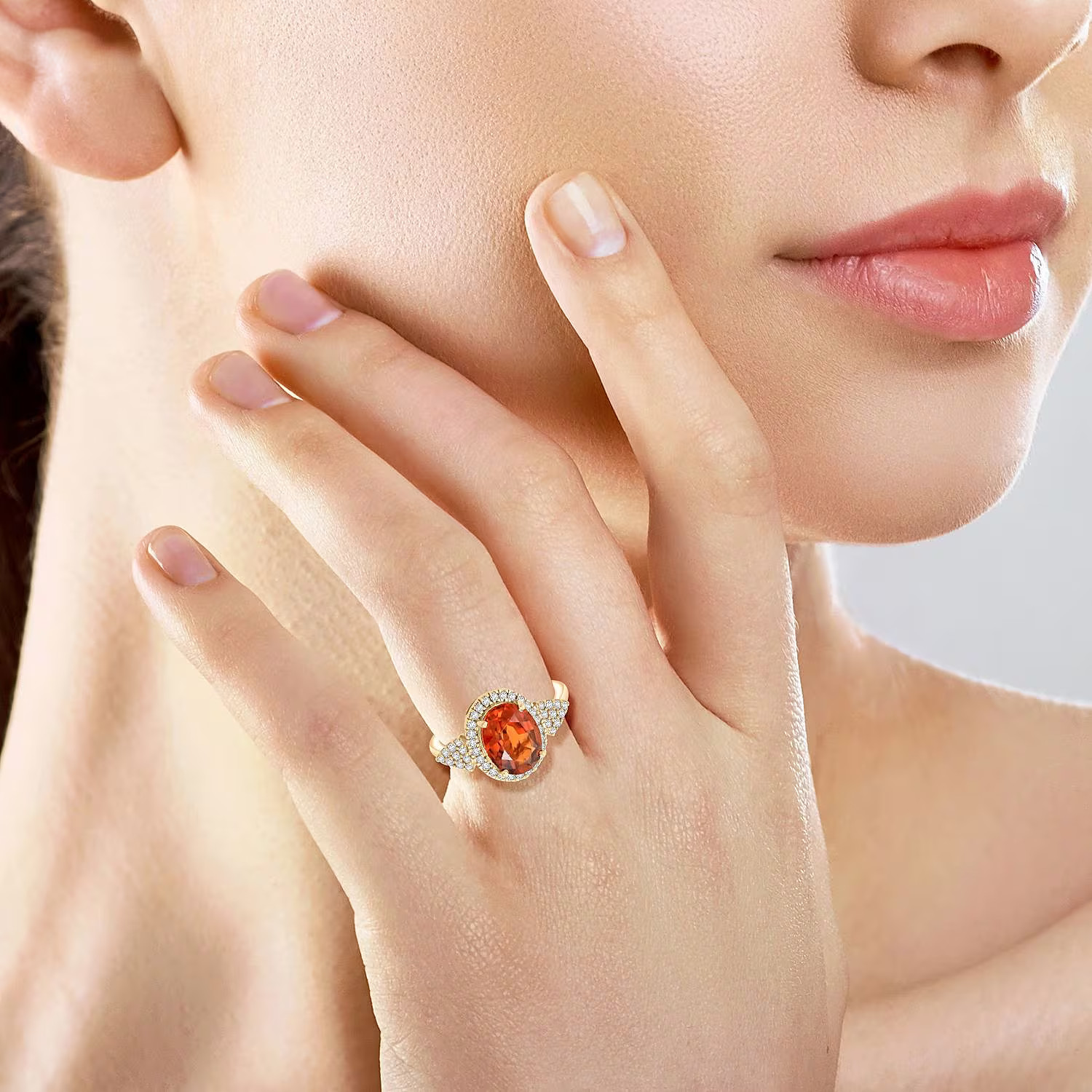 Ceylon Hessonite Garnet G-H I2 Diamond 3.75 Ring 10K Gold Size 7 45 Grams