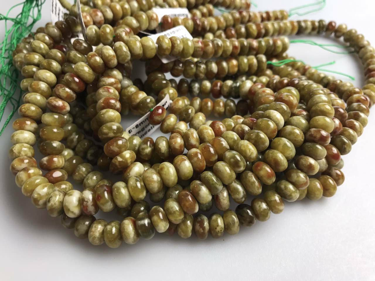 Blood Serpentine Jade Smooth Rondelle Beads 4mm 6mm 8mm 10mm 15.5″ Strd