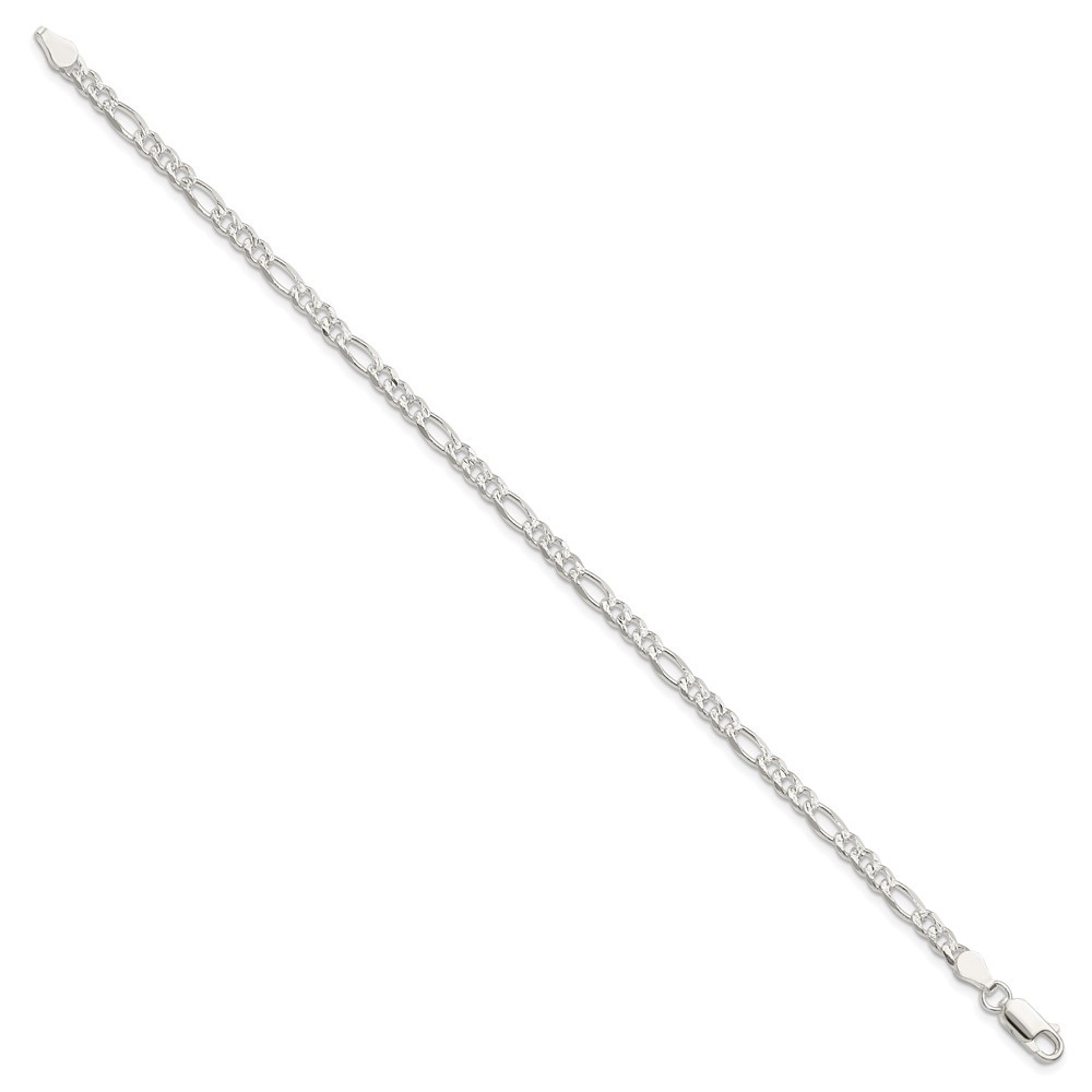 Sterling Silver 4mm Flat Figaro Chain Bracelet 7″ 4.02gm