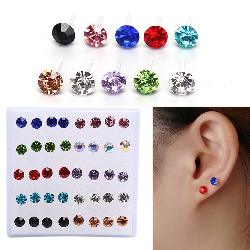 10Pairs/20Pairs Set Rhinestone Crystal Stud Earrings Small Earrings Jewe JdFkj