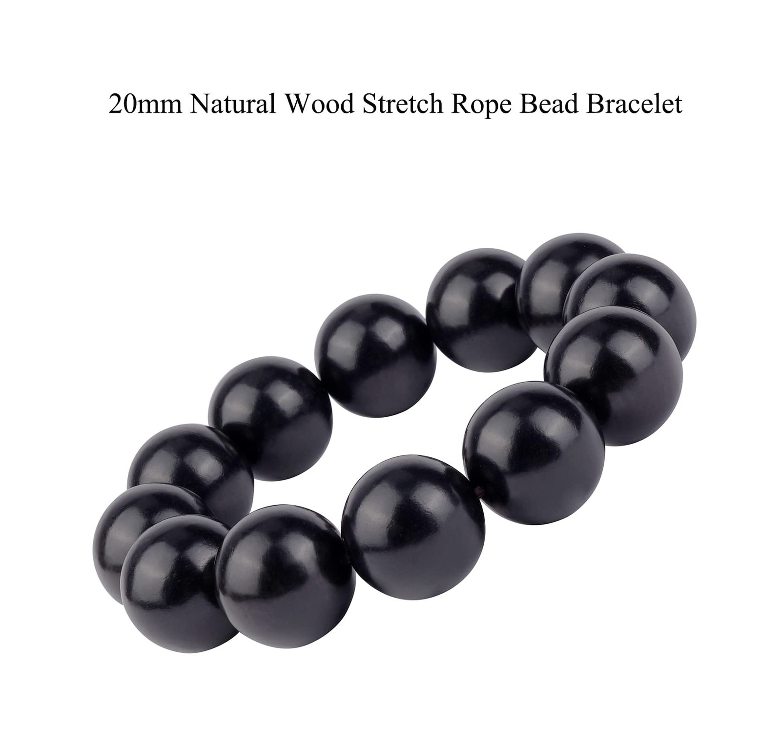 anzhongli Bead Bracelet for Men Prayer 7.5 inches, 20mm 12 beads ebony