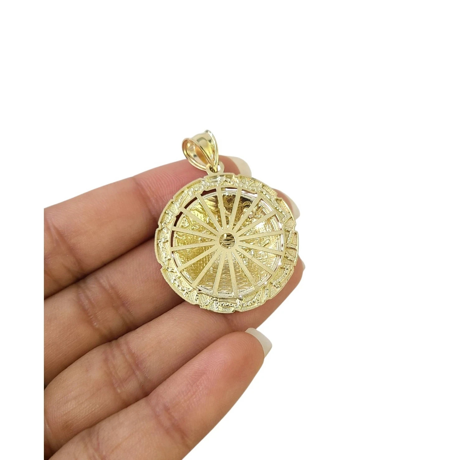 10K Yellow Gold Round World Map Pendant Globe Charm 1.5″ Unisex Jewelry