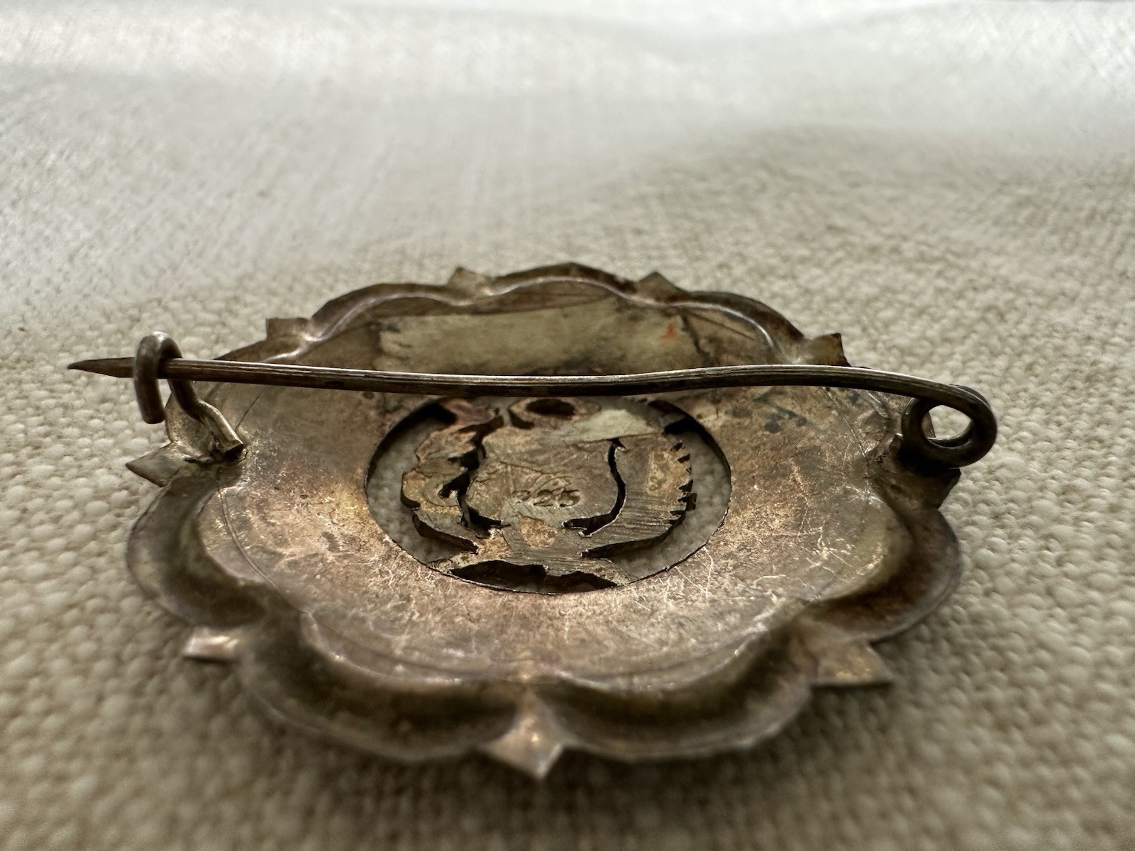 Vintage Peruvian Silver Brooch Coat Of Arms Of Peru