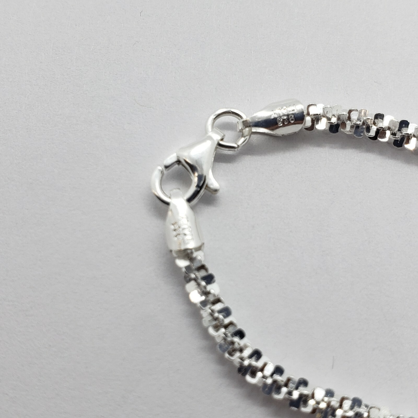 Sterling Silver Sparkle Rock Chain Necklace Bracelet 2mm Diamond 7″-24″