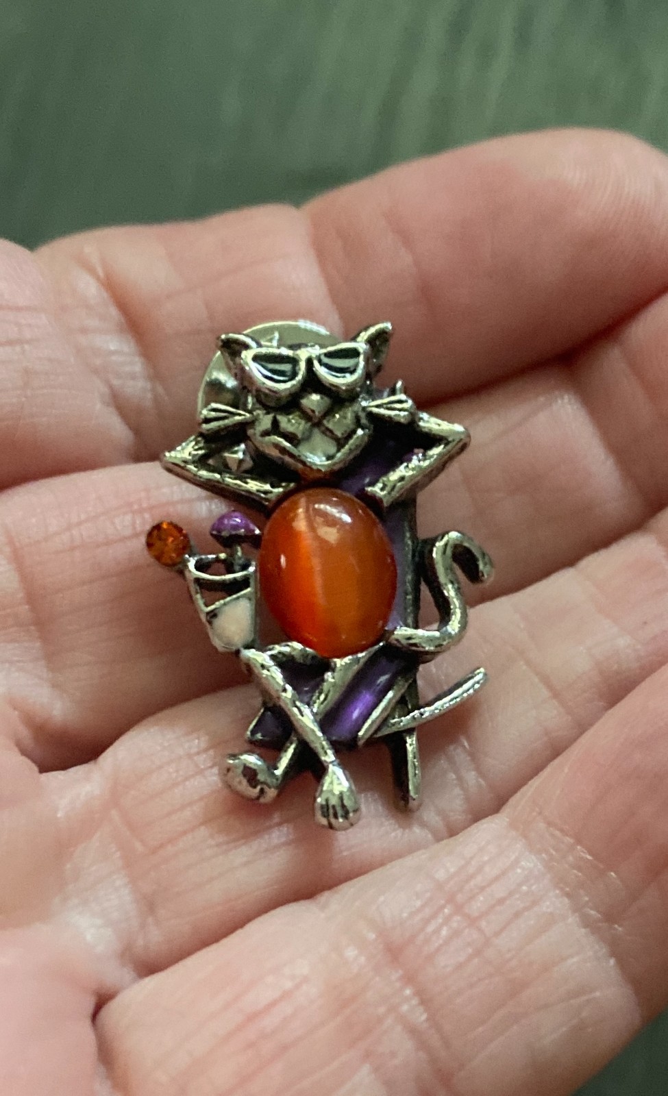 4 Vintage Kitty Cats Brooches Pins Rhinestone Enamel Jelly Belly Lot of 4