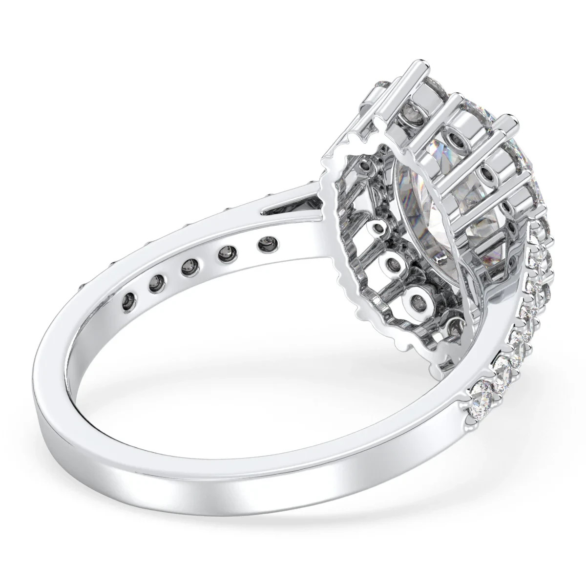 EF-VS1 1 2 3 CT Oval Lab Grown Diamond Halo Bridal Engagement Ring 14k Gold
