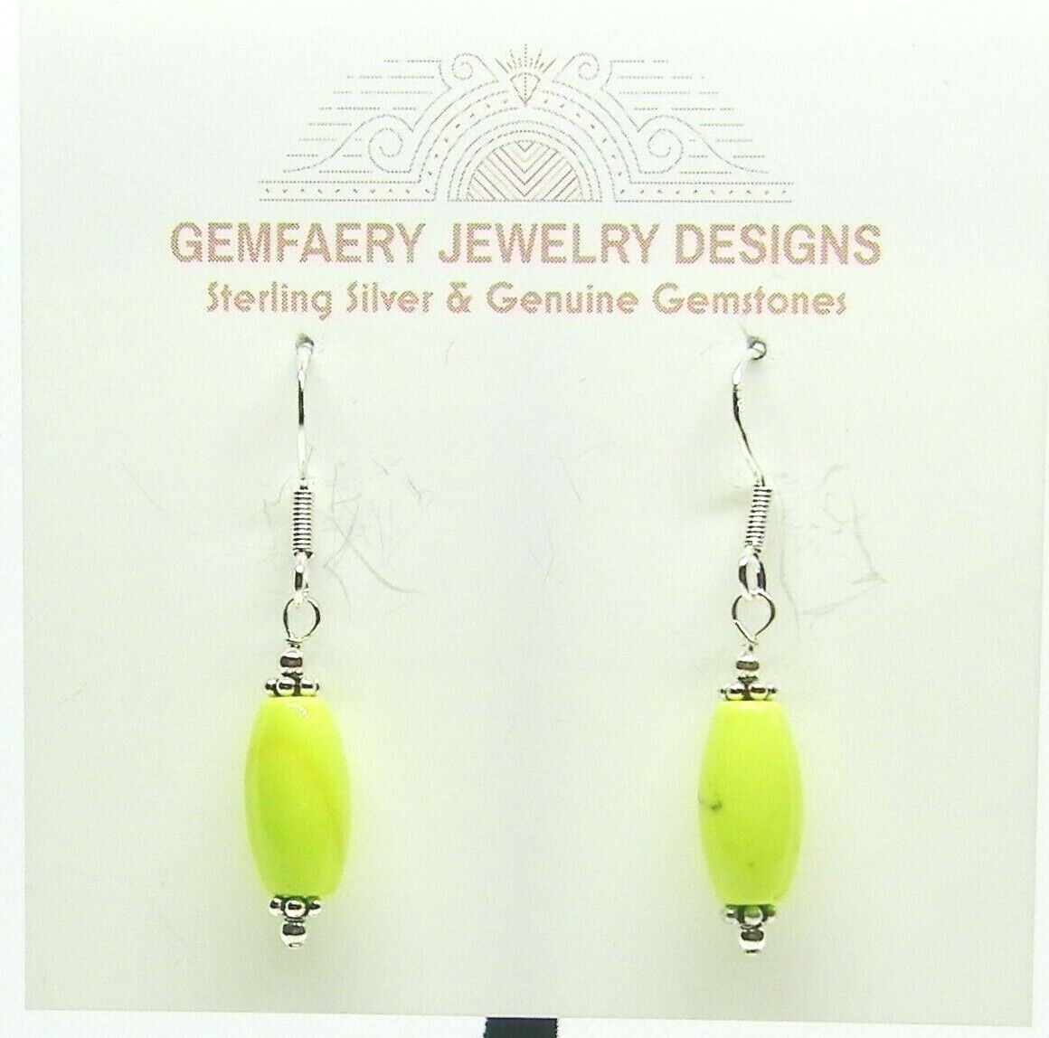 RARE: Sterling Silver Natural GASPEITE Gemstone Dangle Earrings…Handmade USA