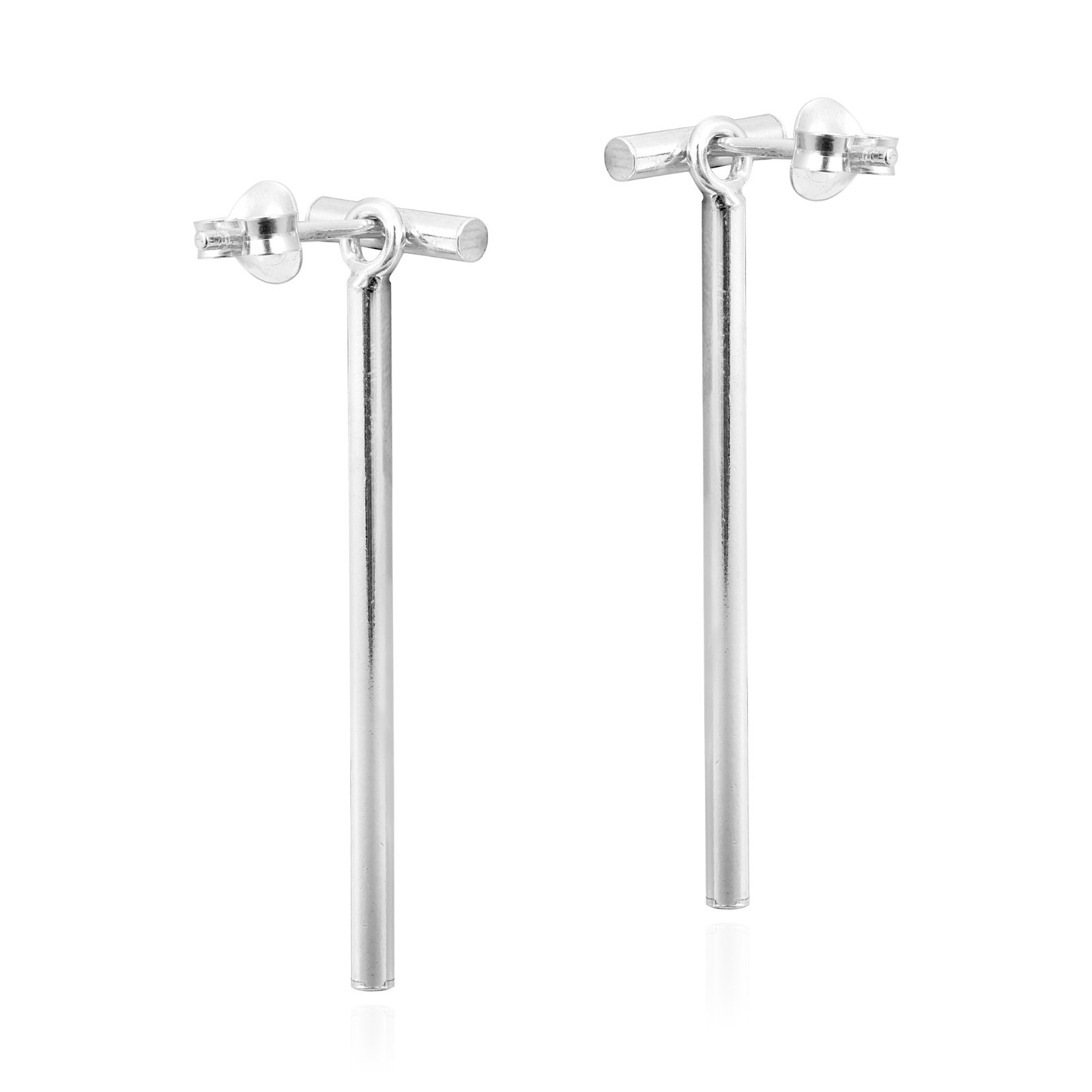 Convertible 2 in 1 Bar Sticks Front Back Sterling Silver Post Dangle Earrings