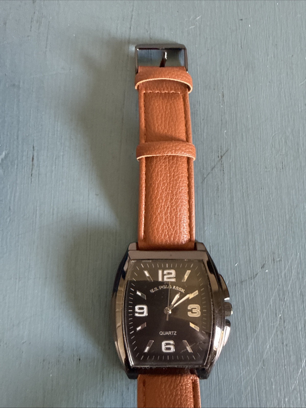 U.S. Polo Assn. Quartz SR626SW Stainless Steel Wrist Watch for Men Leather Band