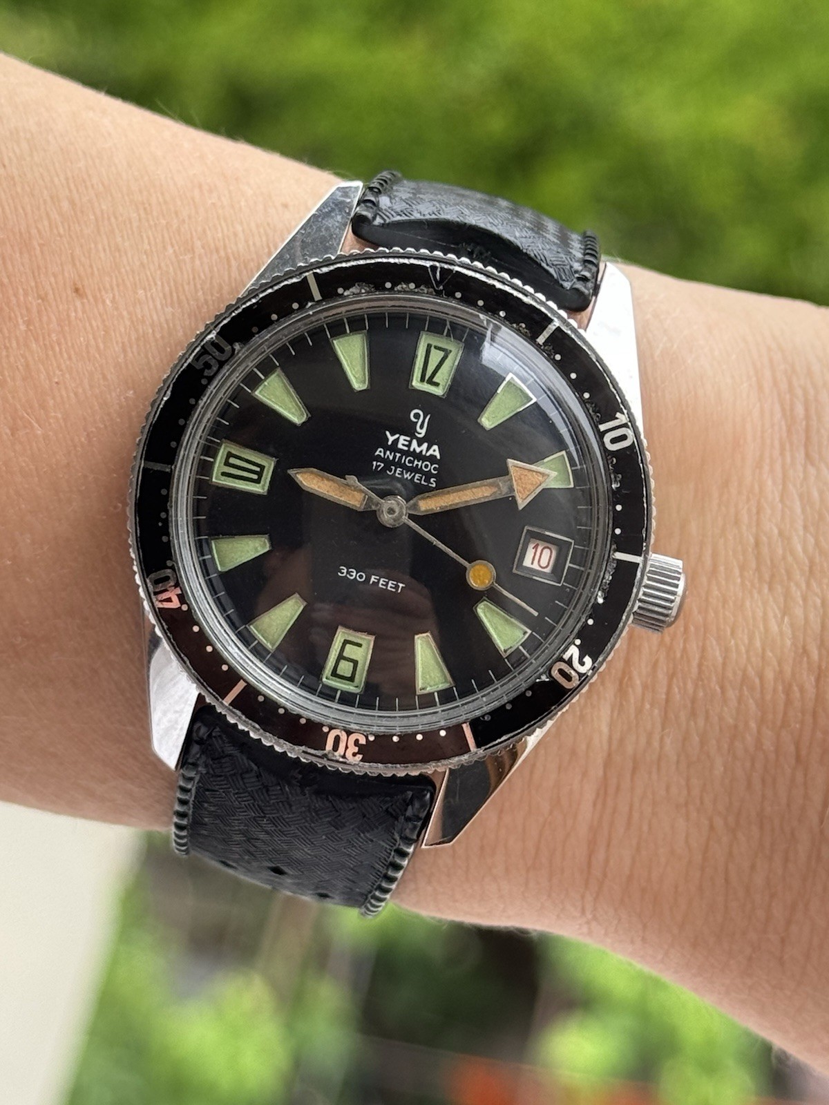 Vintage Yema Skin Diver Watch 8755 Manual Mens 38mm Swiss Made Just Serviced !