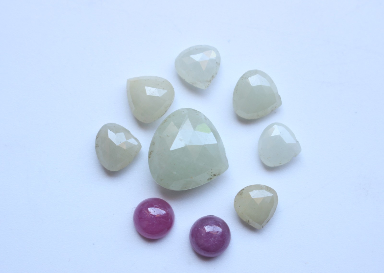 Ct.30.50 Natural Multi Sapphire & Ruby Rose Cut Faceted Cabochon Set Lot 7To13MM