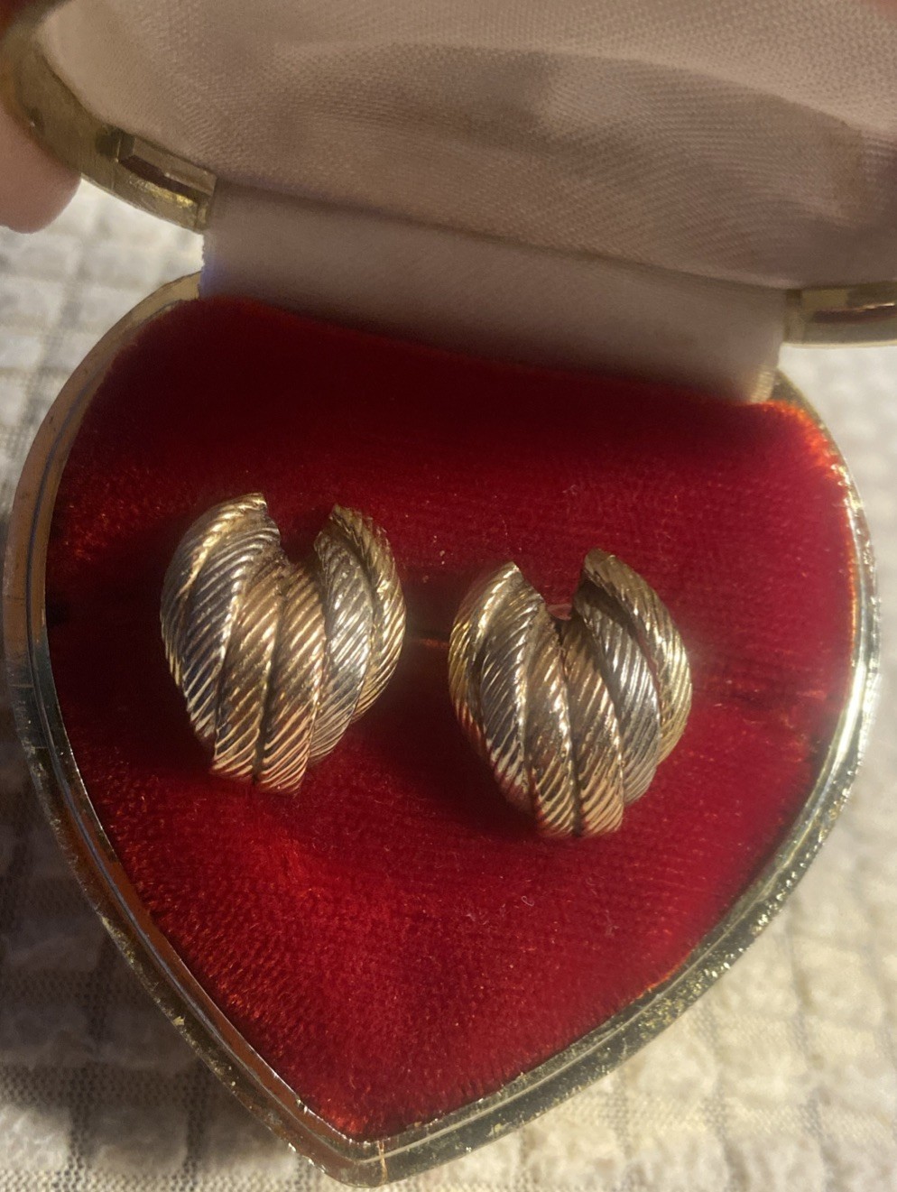 Vintage 14k Tri-Color Gold Twist Style Stud Earrings 2/3″ 2.98 Grams