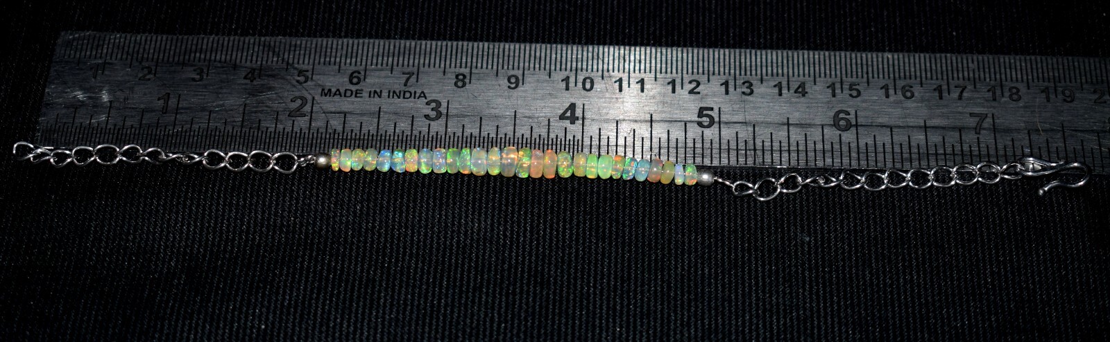 Solid 925 Sterling Silver Natural Ethiopian Opal Gemstone Beads 7″Bracelet F1925