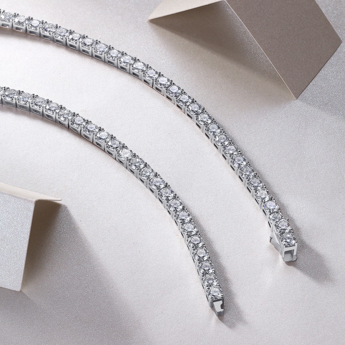3MM REAL MOISSANITE Silver Tennis Chain Necklace – VVS D Color – Passes Tester