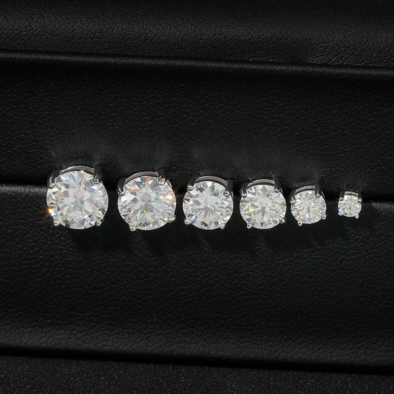 3-5mm D VVS1 Round Cut Moissanite Stud Earrings Women Gift 925 Sterling Silver
